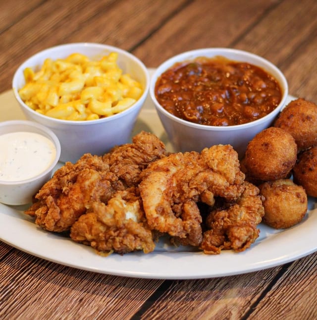 Hand Breaded Chicken Tenders.